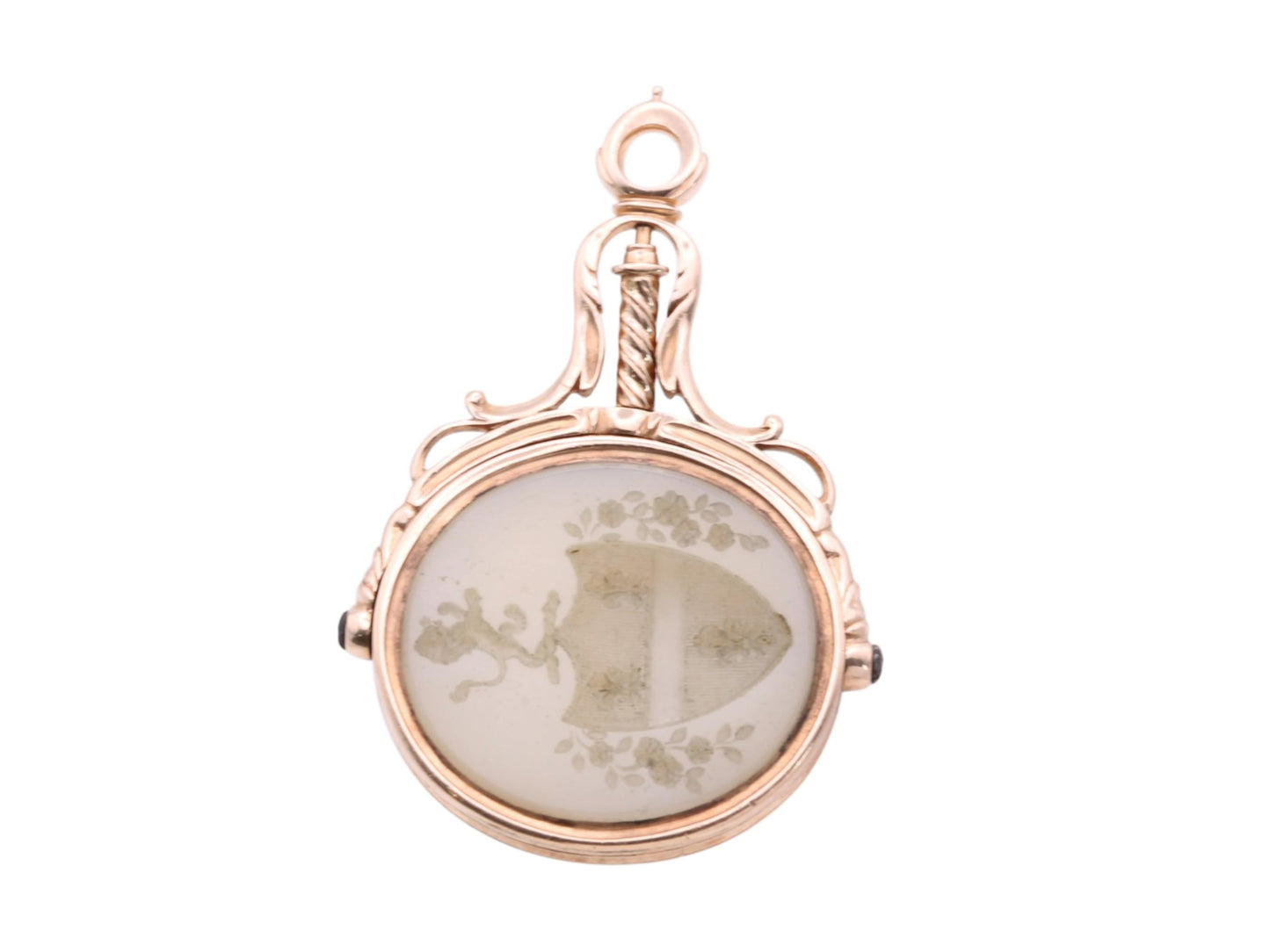 Antique 15ct Gold Intaglio Spinner Lion Rampant Pendant Seal