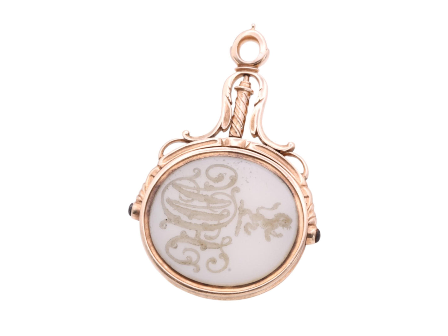 Antique 15ct Gold Intaglio Spinner Lion Rampant Pendant Seal