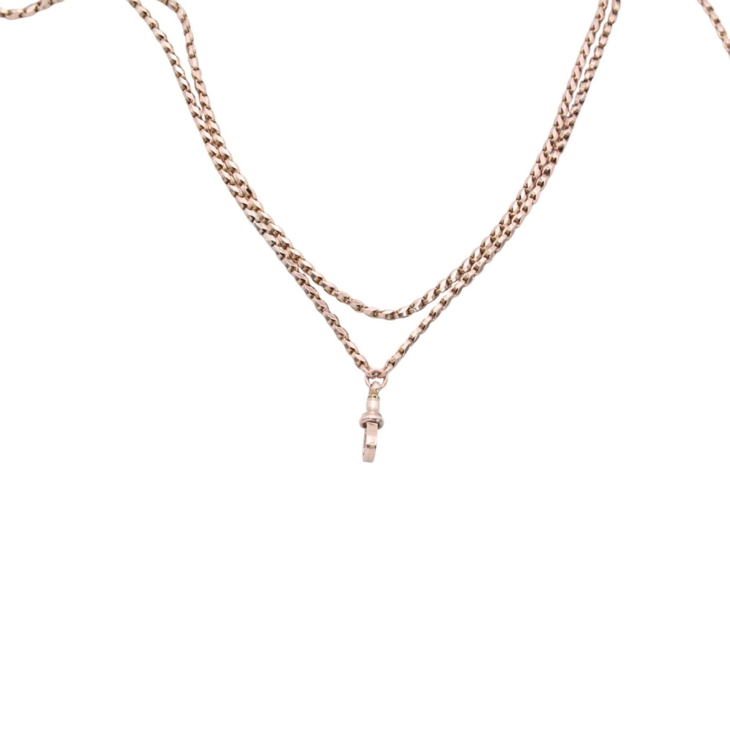 Antique 9ct Gold Tulip Link Long Guard Necklace Chain, 60"