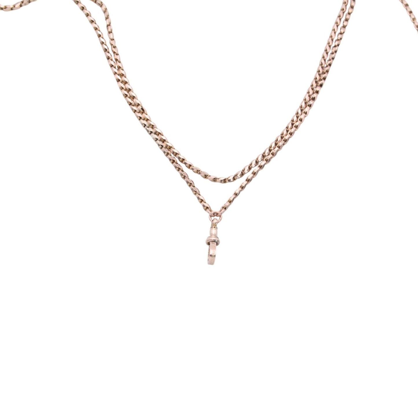 Antique 9ct Gold Tulip Link Long Guard Necklace Chain, 60"