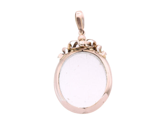 Antique 9ct Gold Bow Glass Locket, 1913