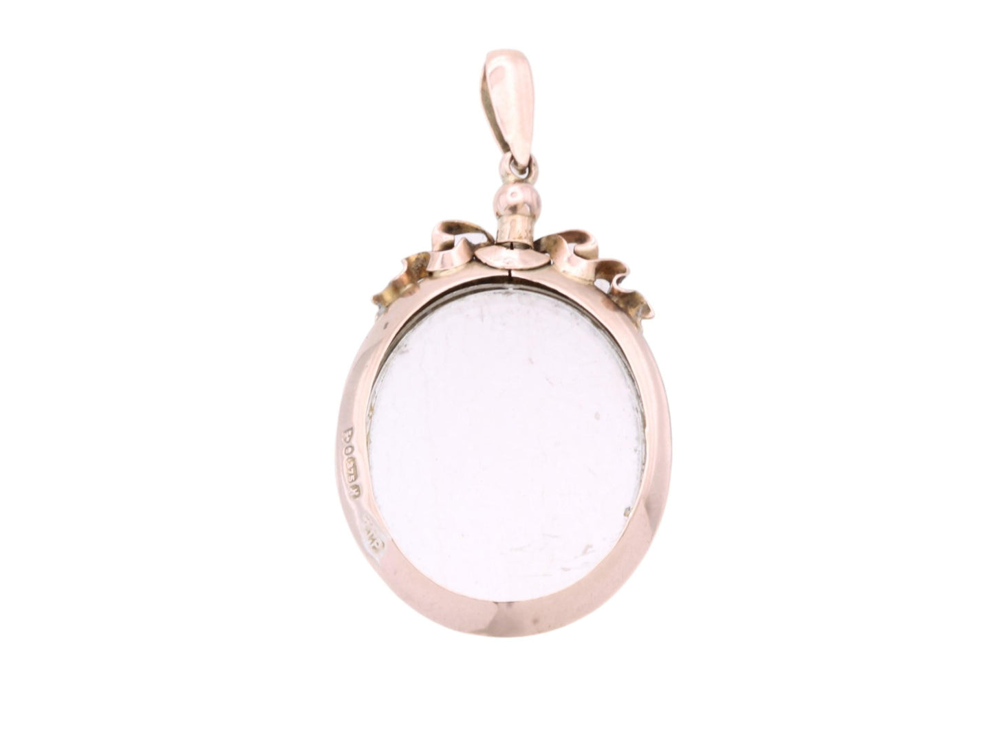 Antique-9ct-Gold-Bow-Glass-Locket,-1913