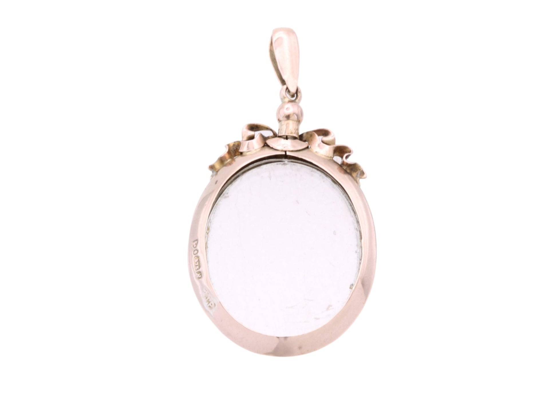 Antique-9ct-Gold-Bow-Glass-Locket,-1913