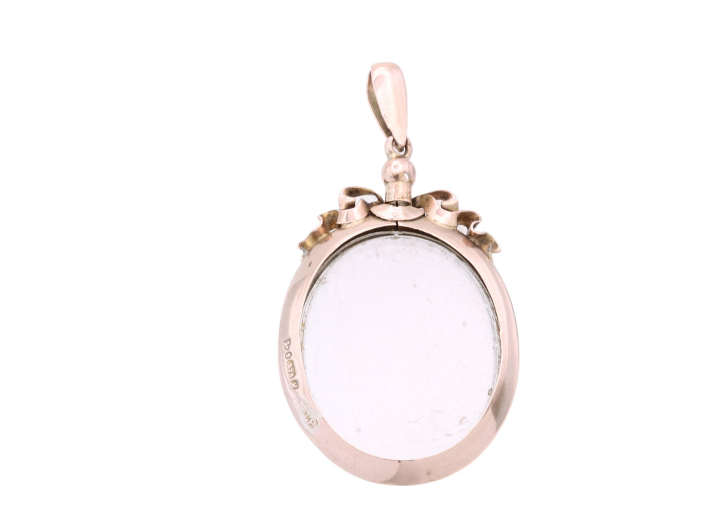 Antique 9ct Gold Bow Glass Locket, 1913