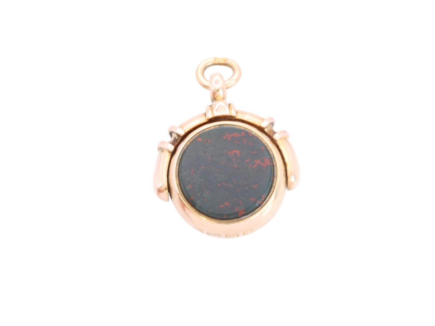 Antique 18ct Gold Bloodstone Carnelian Spinner Pendant, 1882
