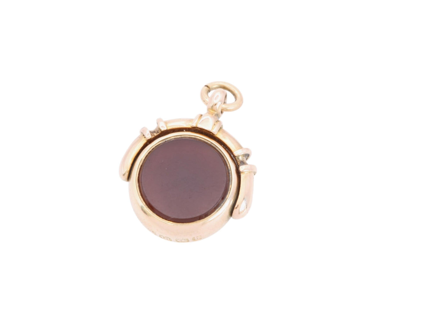 Antique-18ct-Gold-Bloodstone-Carnelian-Spinner-Pendant,-1882