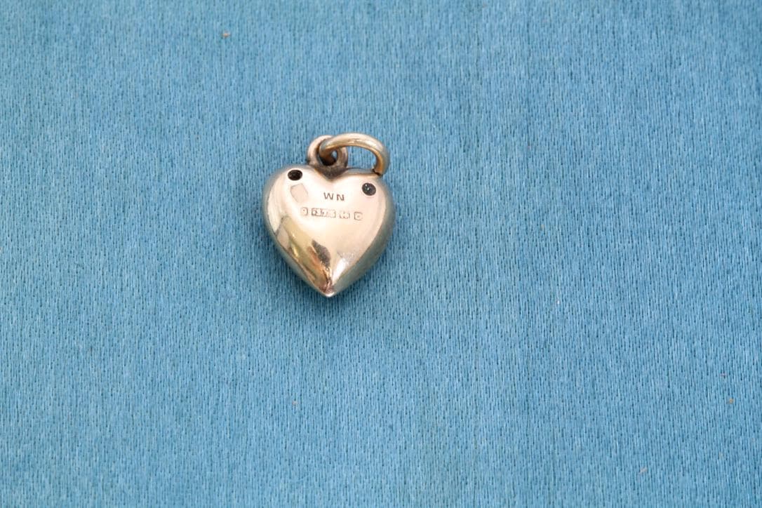 Vintage 9ct Gold Paste Heart Charm, 1963