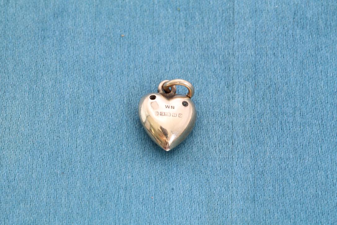 Vintage 9ct Gold Paste Heart Charm, 1963