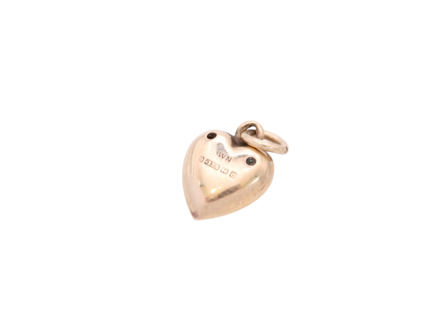 Vintage 9ct Gold Paste Heart Charm, 1963