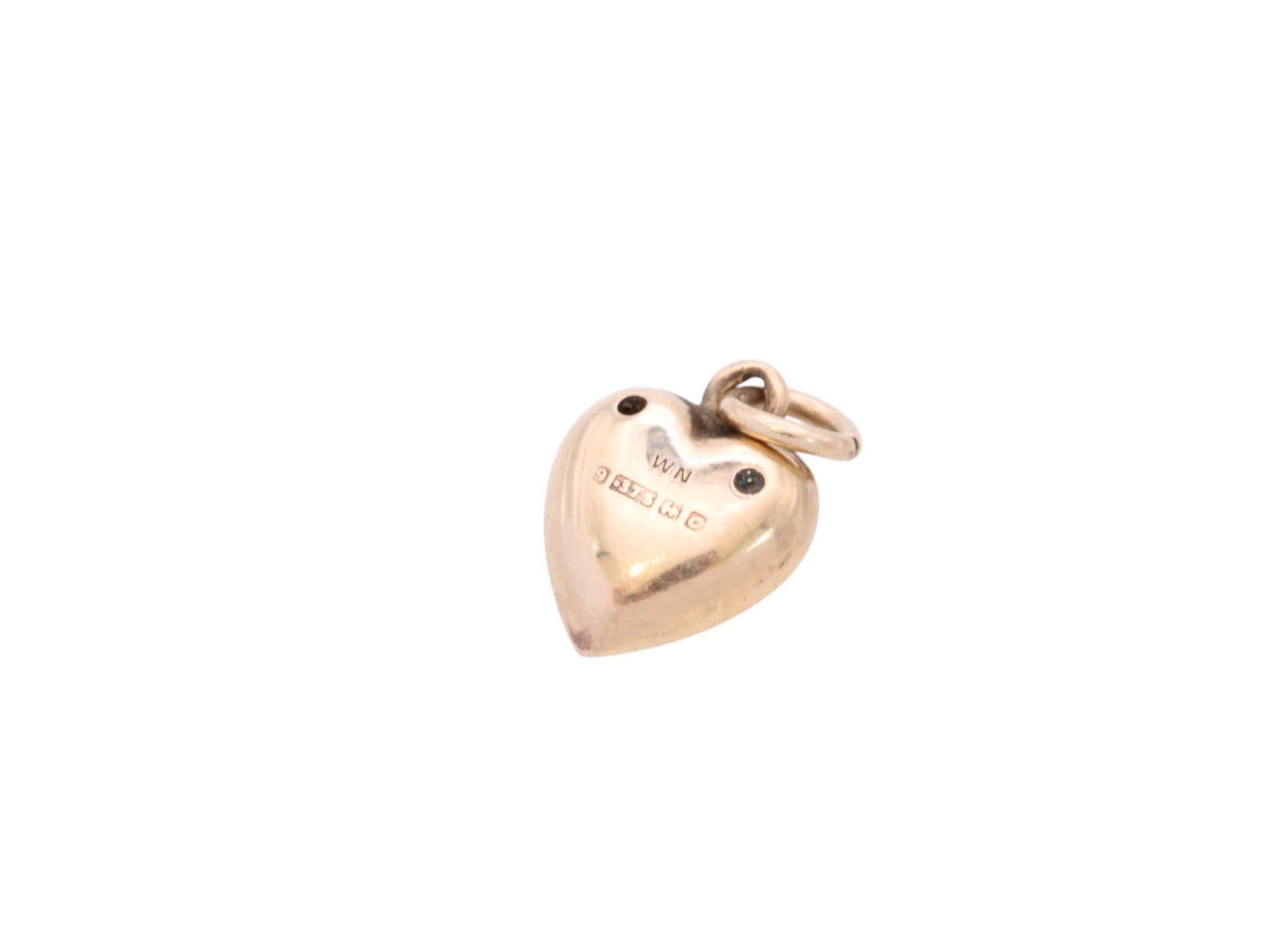 Vintage 9ct Gold Paste Heart Charm, 1963
