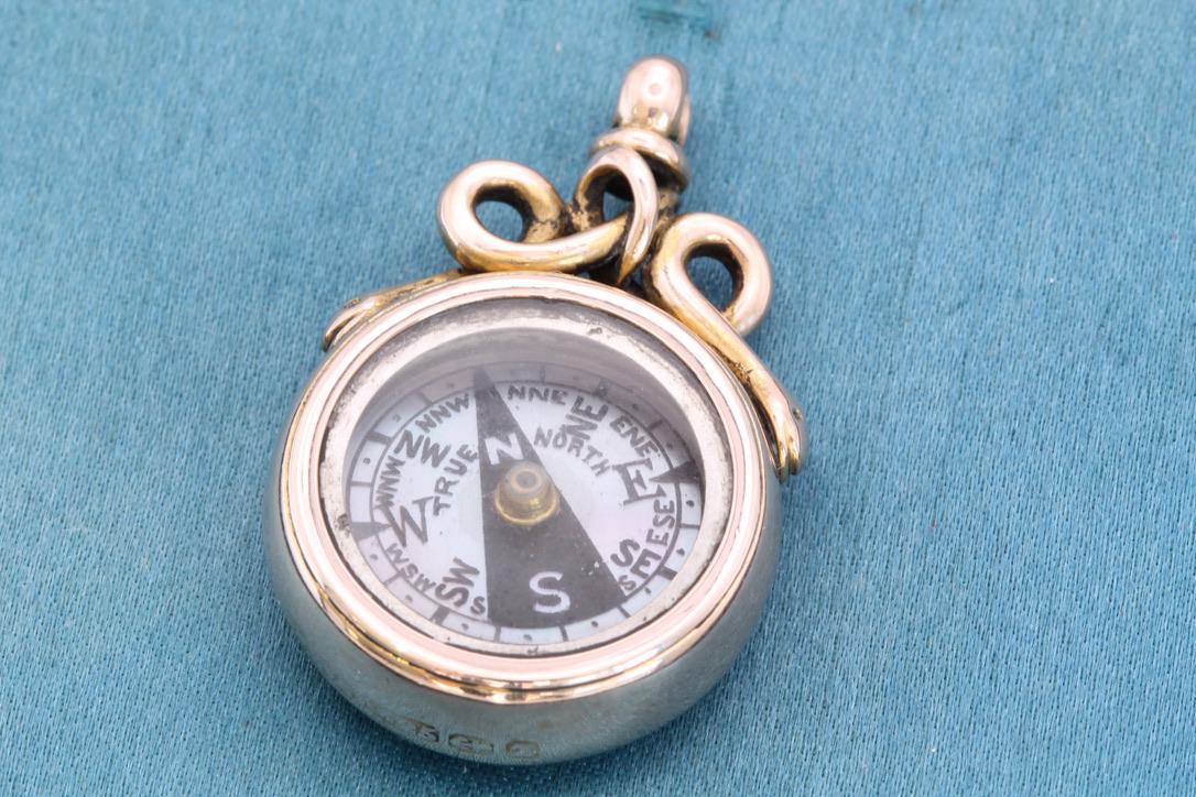 Antique 15ct Gold Snake Compass Pendant, 1899