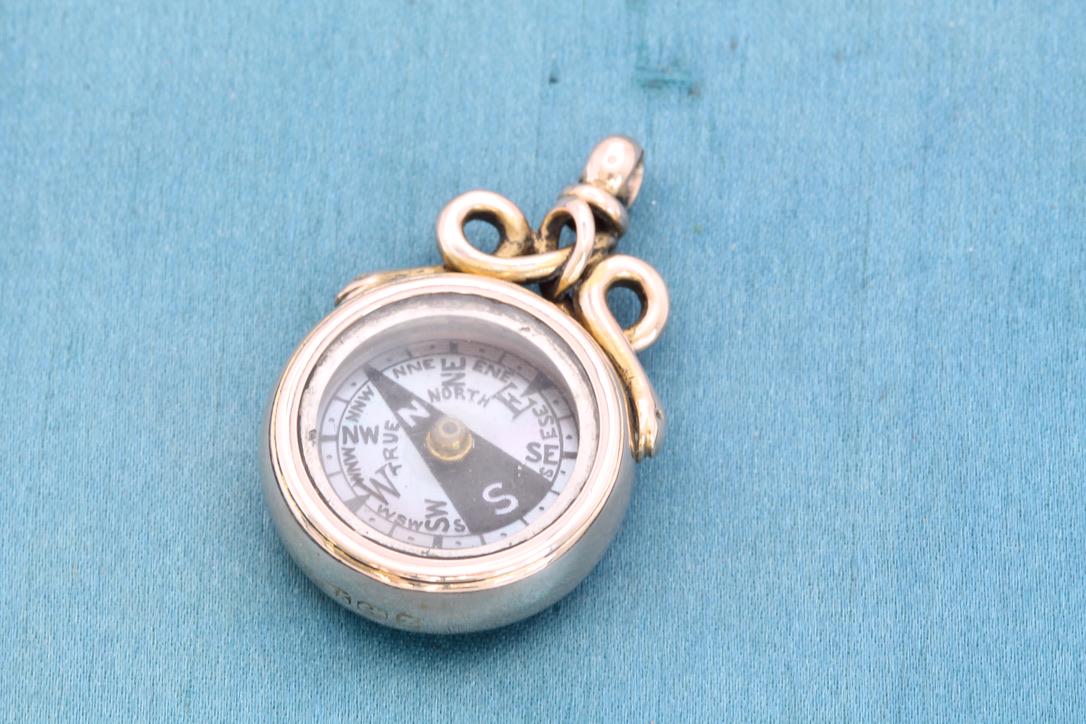 Antique 15ct Gold Snake Compass Pendant, 1899