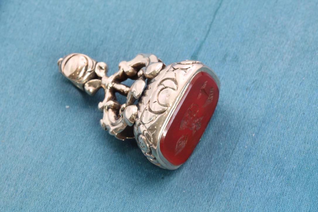 Antique Georgian 9ct Gold Carnelian Rebus Intaglio Seal, “I Love You”