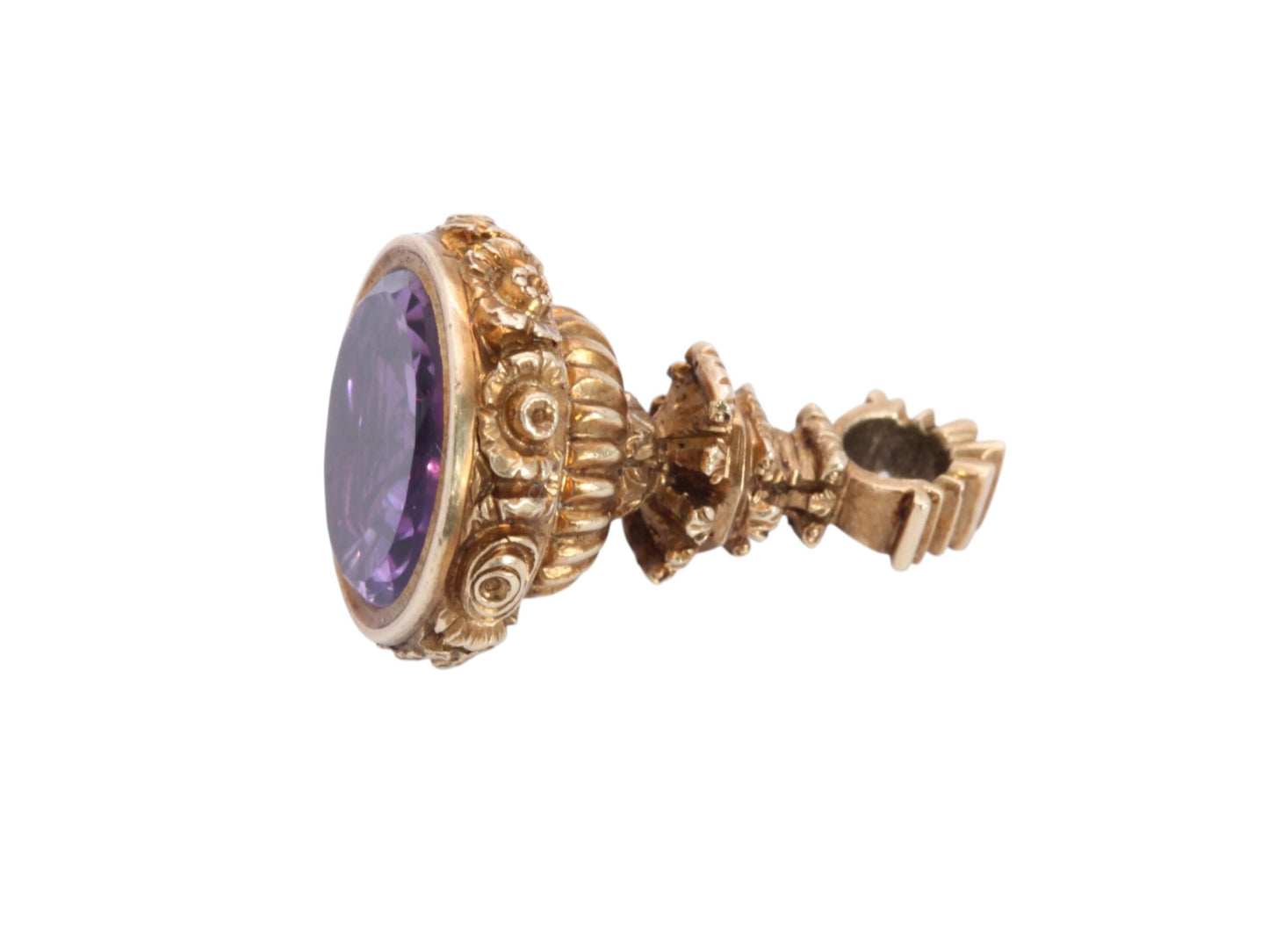 Antique-Georgian-15ct-Gold-Floral-Chased-Amethyst-Pendant