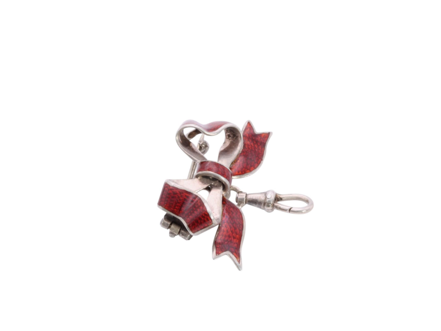 Antique-Silver-Enamel-Bow-Brooch,-1880