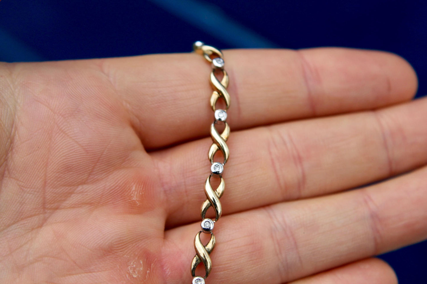 Vintage 9ct Gold Diamond Eternity Link Bracelet