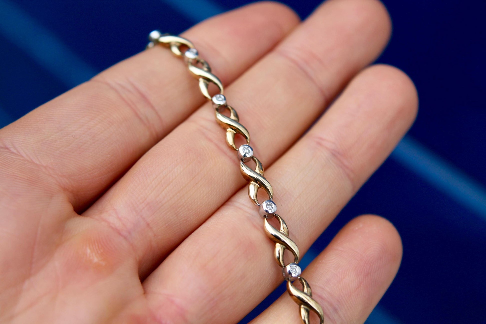 Vintage-9ct-Gold-Diamond-Eternity-Link-Bracelet