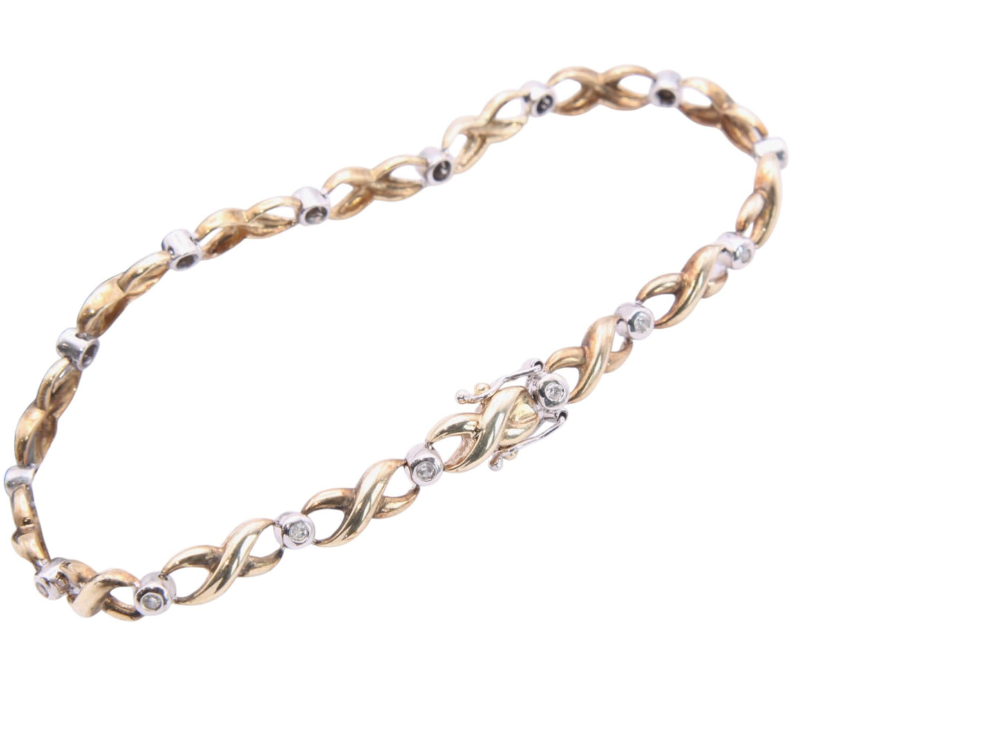 Vintage 9ct Gold Diamond Eternity Link Bracelet