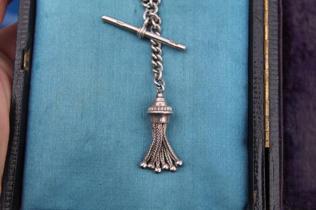 Antique Sterling Silver Tassel Pendant Chain Necklace, 13.75"