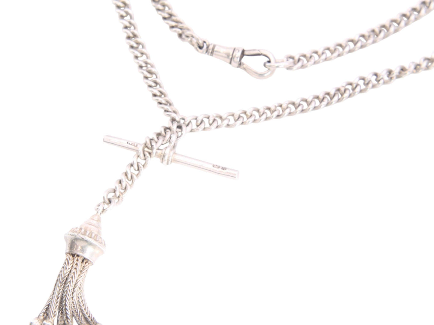 Antique Sterling Silver Tassel Pendant Chain Necklace, 13.75"