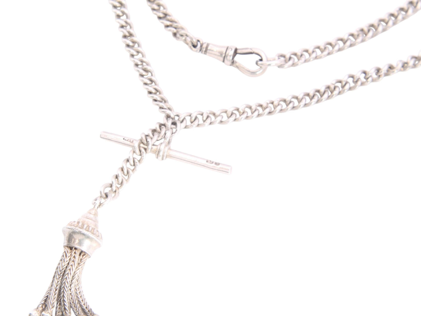 Antique Sterling Silver Tassel Pendant Chain Necklace, 13.75"