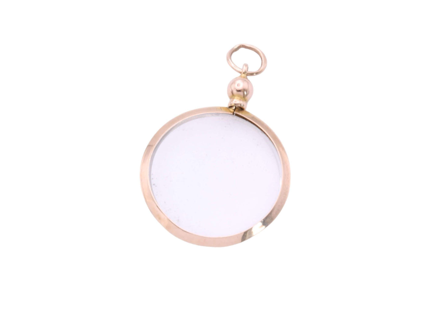 Antique 9ct Gold Glass Locket Pendant, 1914