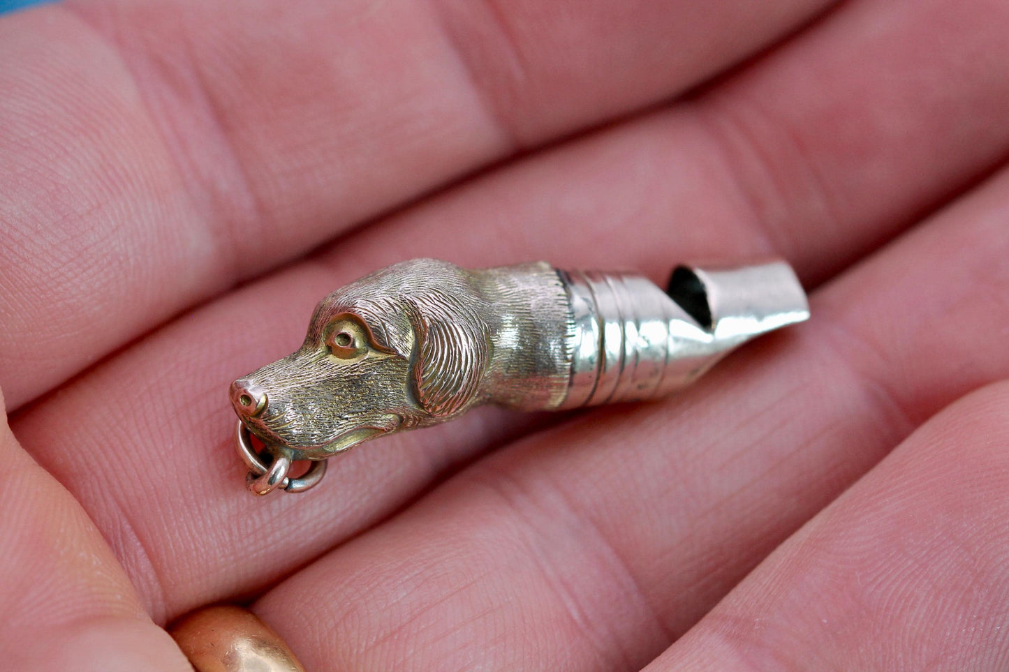 Antique Victorian 9ct Gold Dog Whistle Pendant