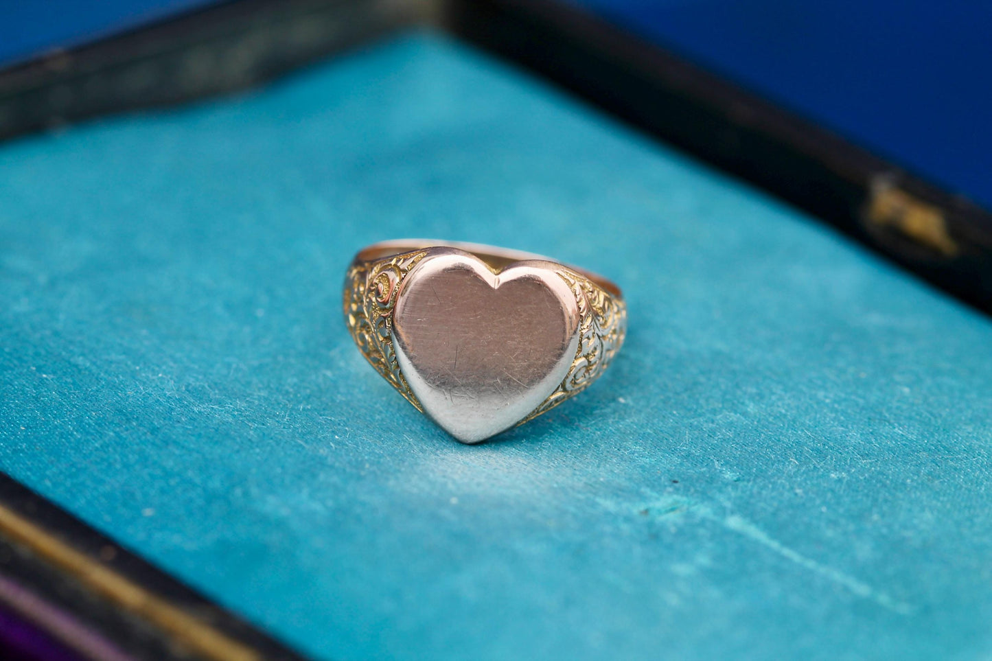 Antique 9ct Gold Heart Signet Ring, 1913