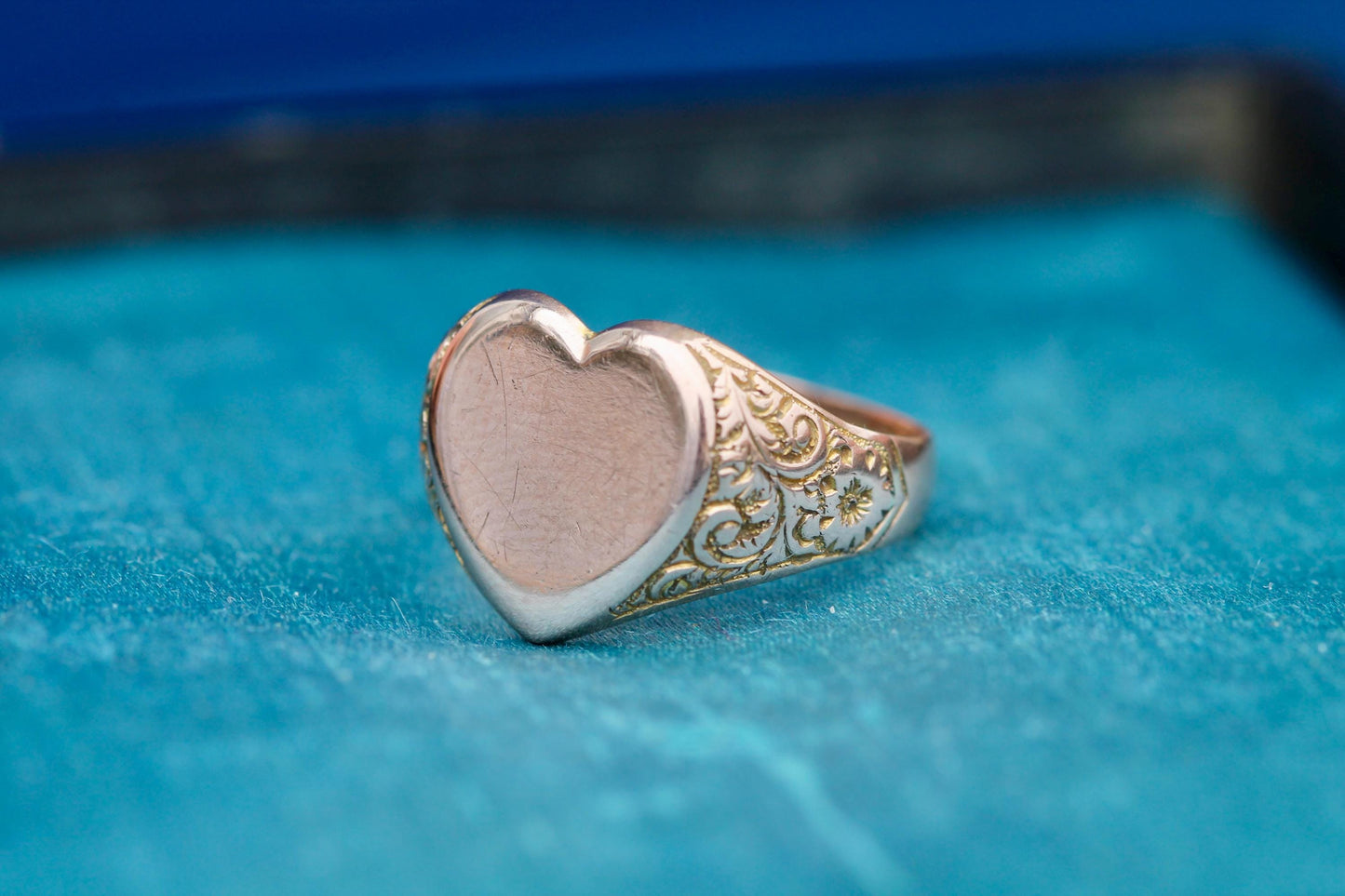 Antique 9ct Gold Heart Signet Ring, 1913