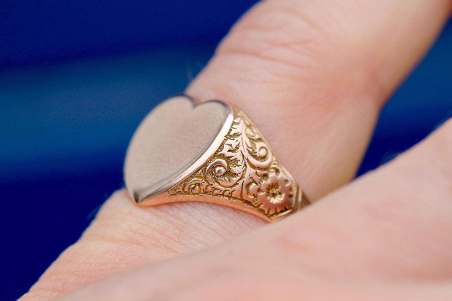 Antique 9ct Gold Heart Signet Ring, 1913