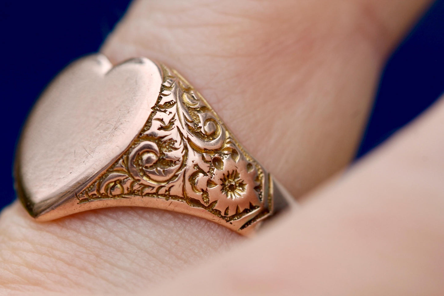 Antique 9ct Gold Heart Signet Ring, 1913