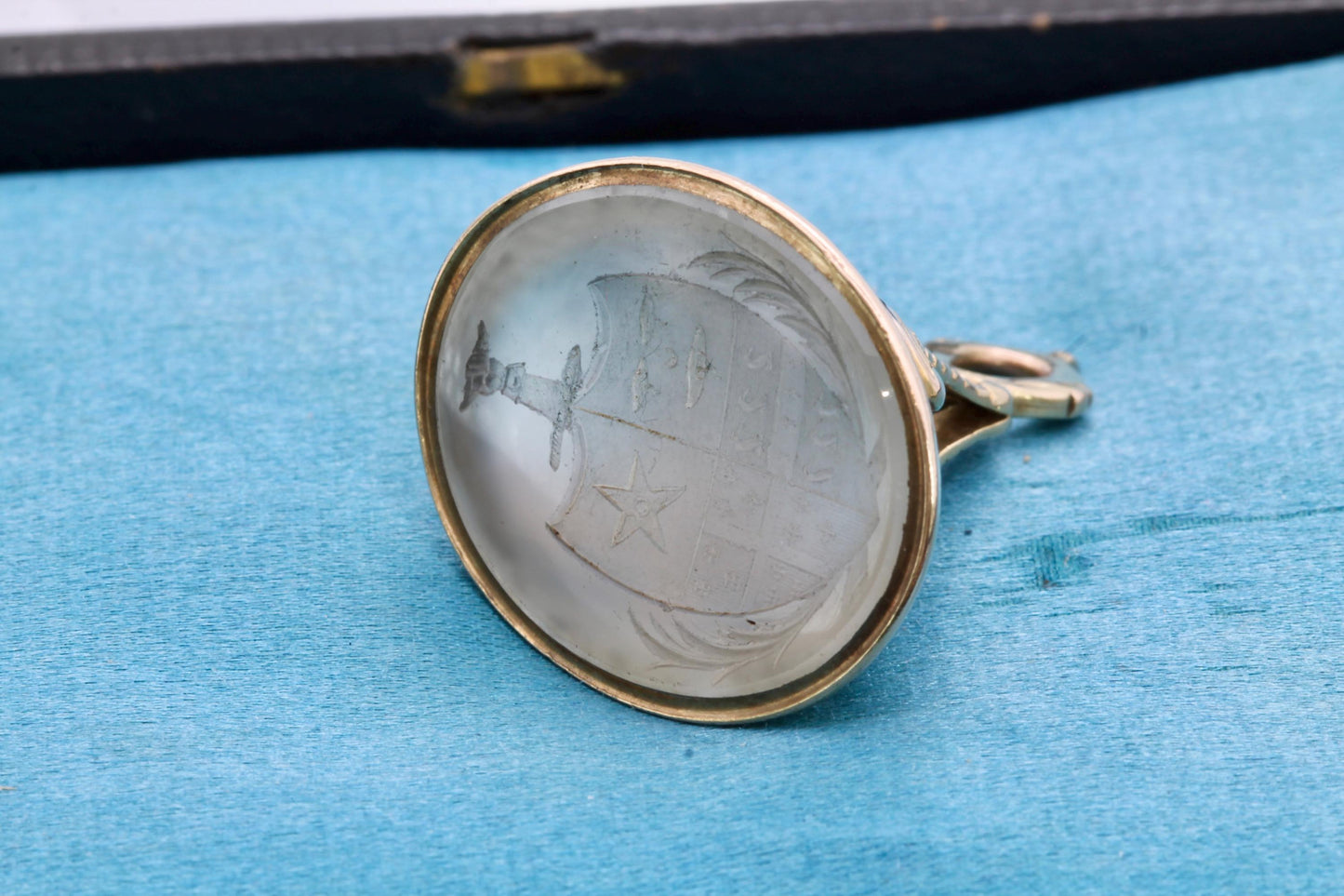 Antique 9ct Gold Chalcedony Intaglio Seal, c.1860