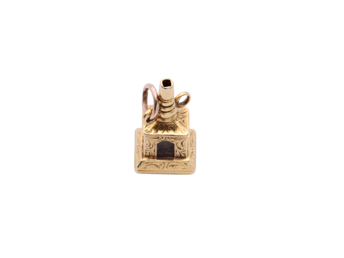 Antique 15ct Gold Watch Key Intaglio Dove "I bring happiness" , c.1880