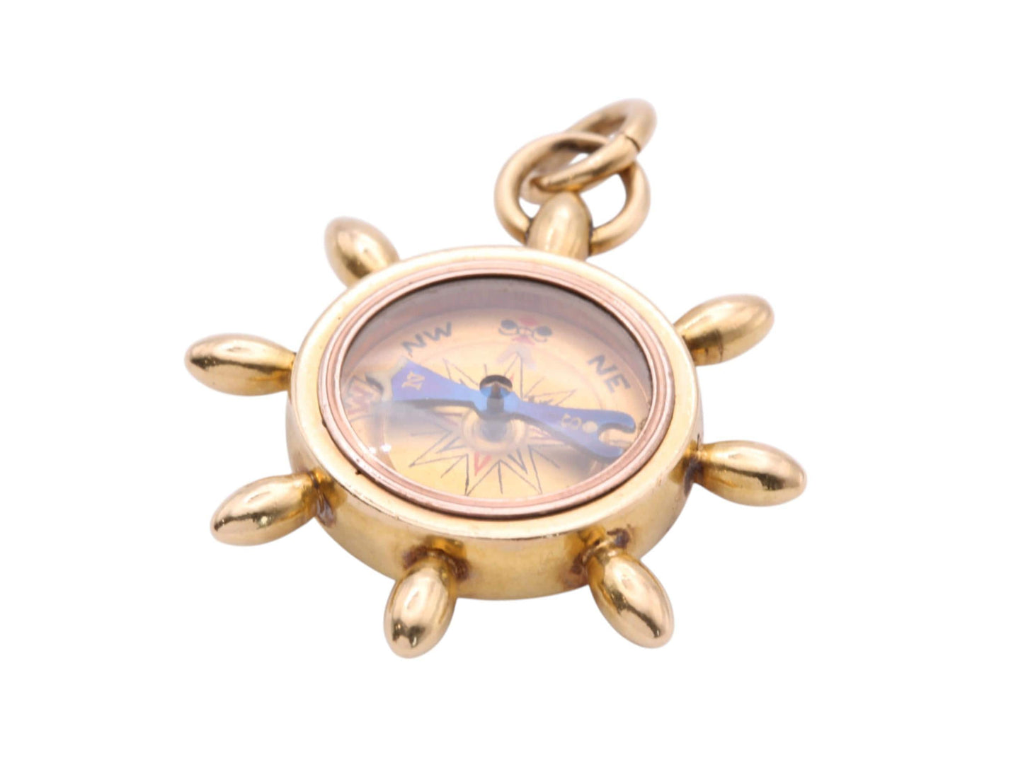 Antique 18ct Gold Ship’s Wheel Compass Pendant, c.1900