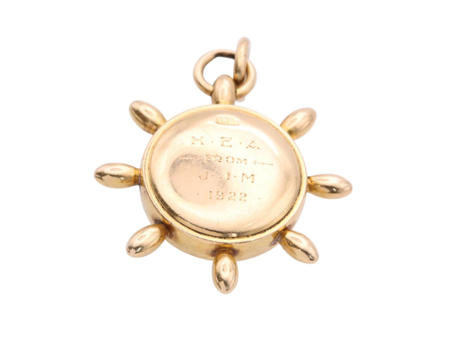 Antique 18ct Gold Ship’s Wheel Compass Pendant, c.1900