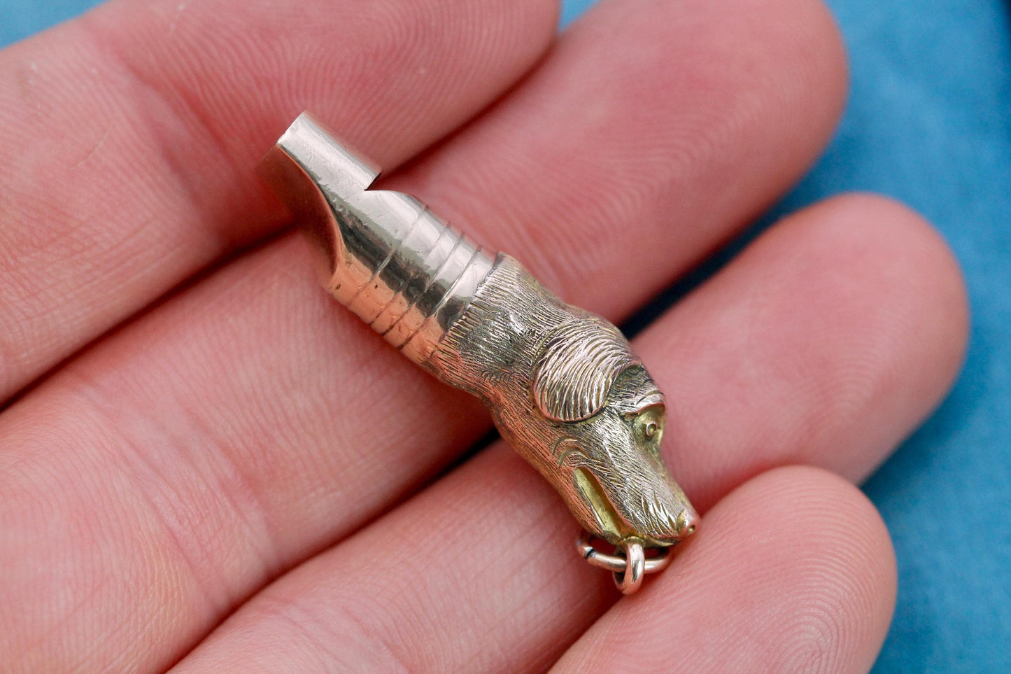 Antique Victorian 9ct Gold Dog Whistle Pendant