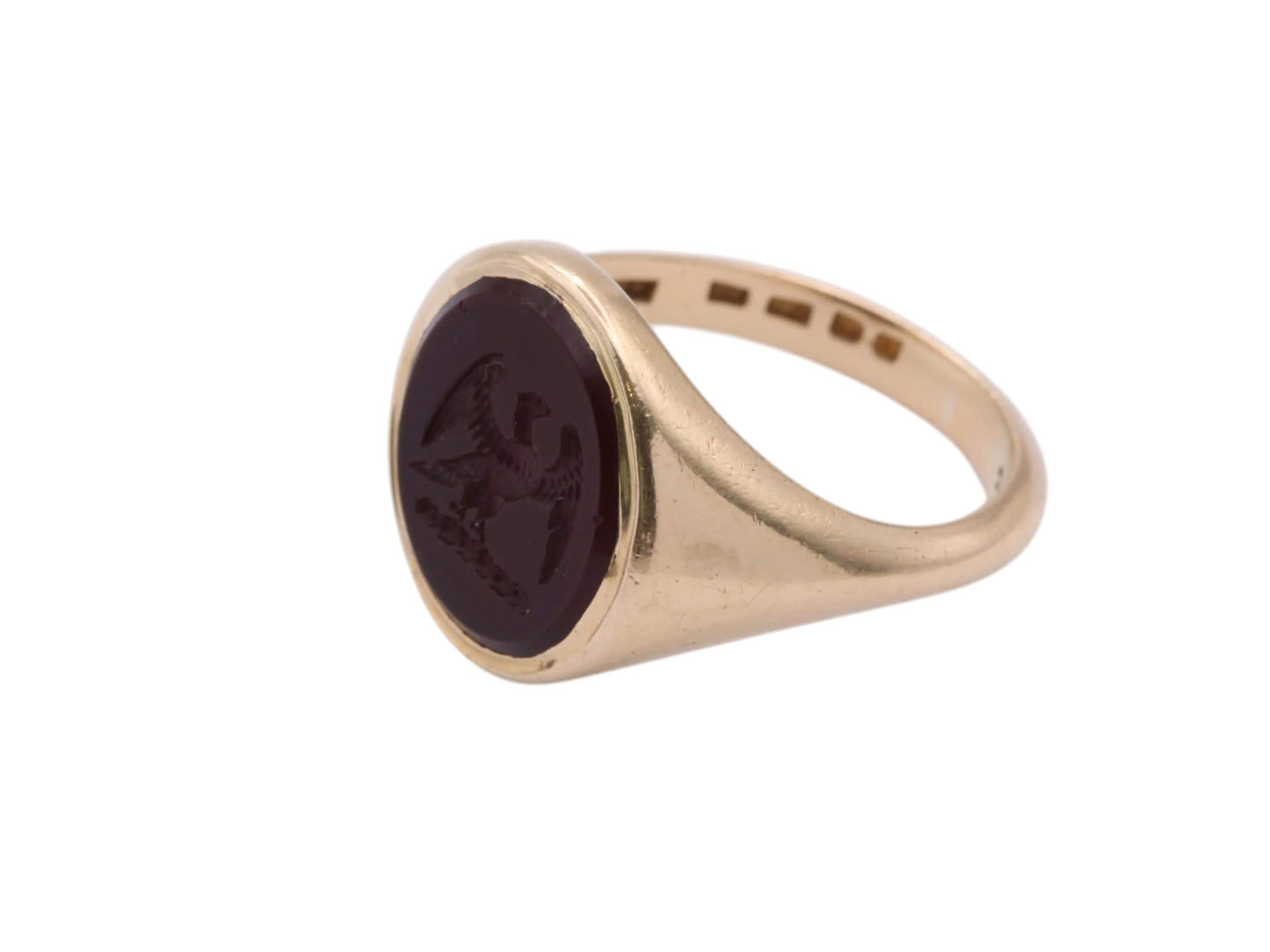 Vintage 18ct Gold Intaglio Carnelian Eagle Signet Ring, 1951