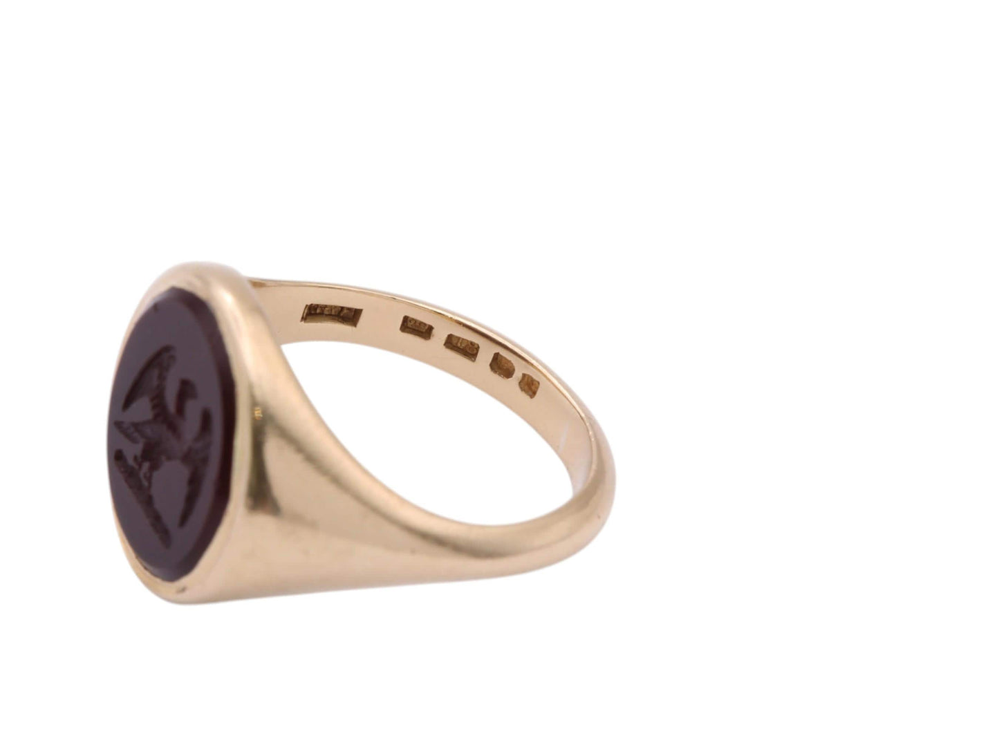 Vintage 18ct Gold Intaglio Carnelian Eagle Signet Ring, 1951