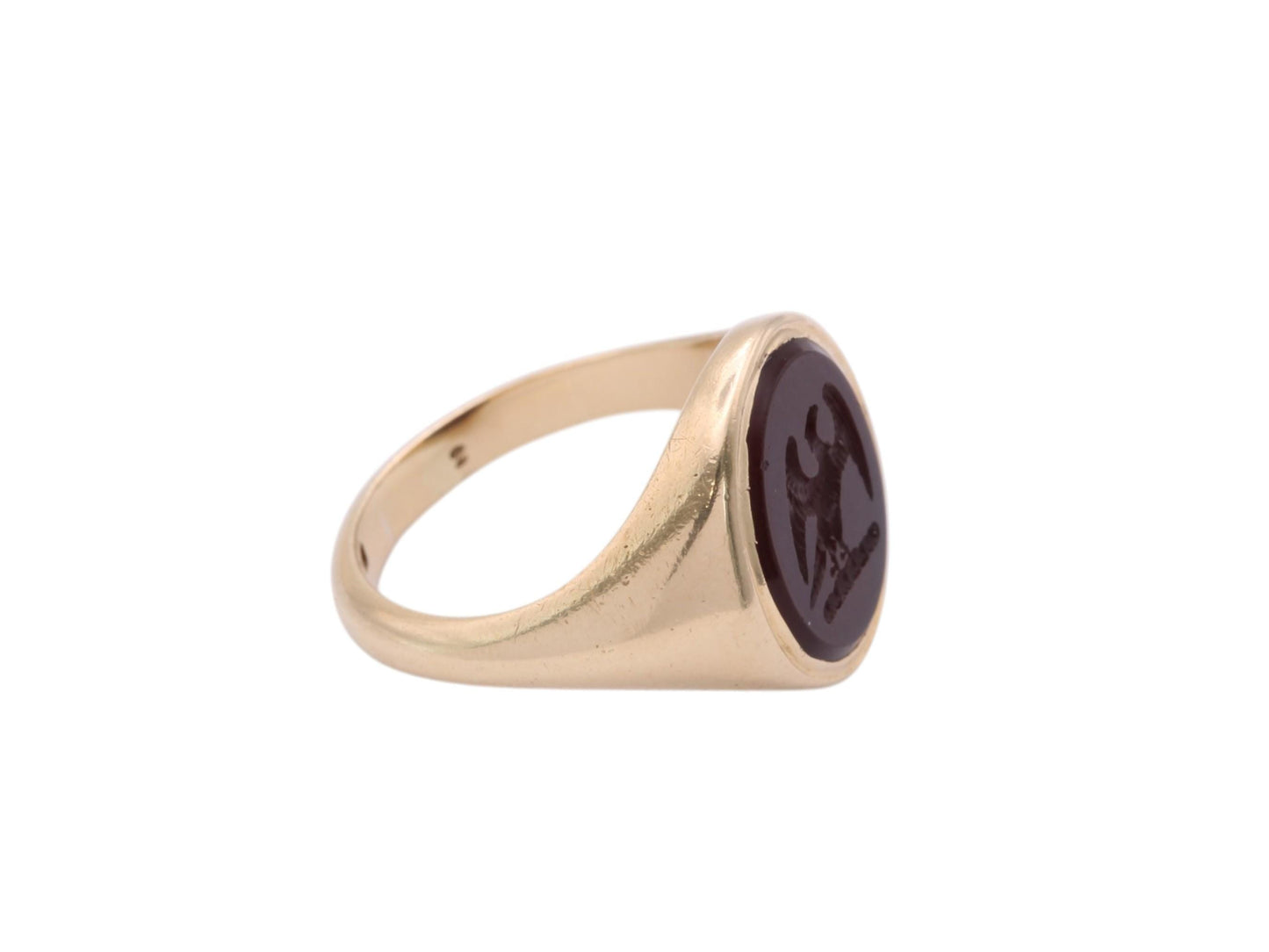 Vintage 18ct Gold Intaglio Carnelian Eagle Signet Ring, 1951