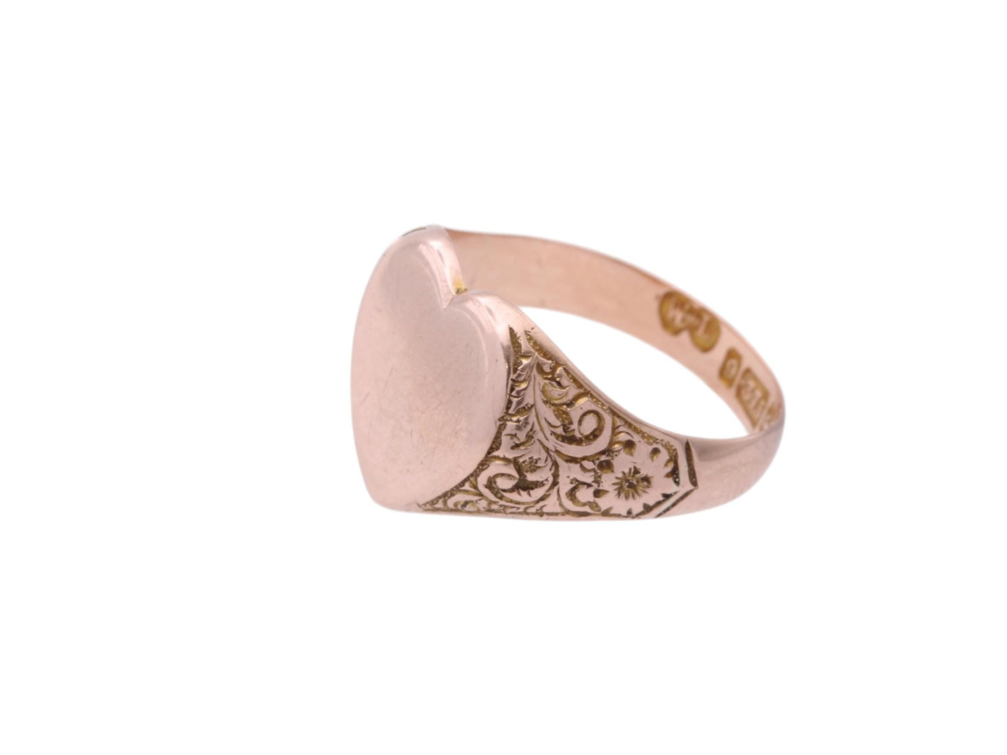 Antique 9ct Gold Heart Signet Ring, 1913