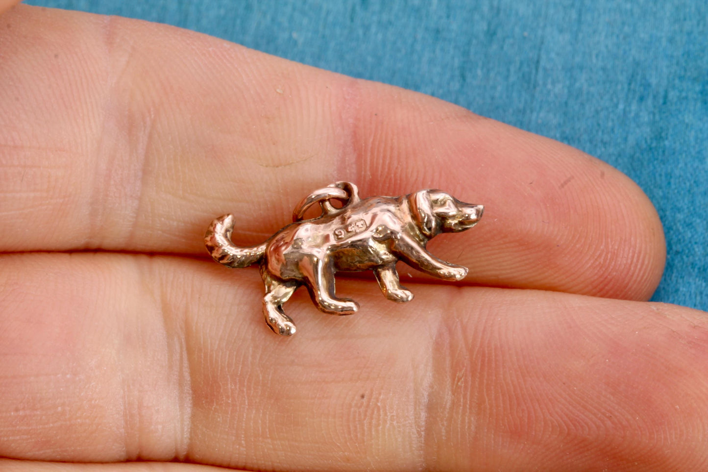 Antique 9ct Gold Dog Spaniel Charm Pendant