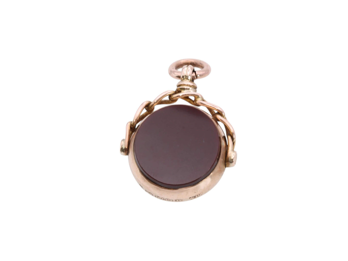 Antique 9ct Gold Bloodstone Carnelian Spinner Pendant, 1922