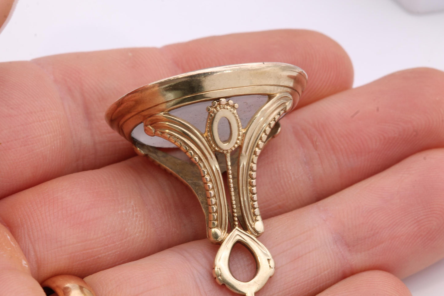 Antique 9ct Gold Chalcedony Intaglio Seal, c.1860