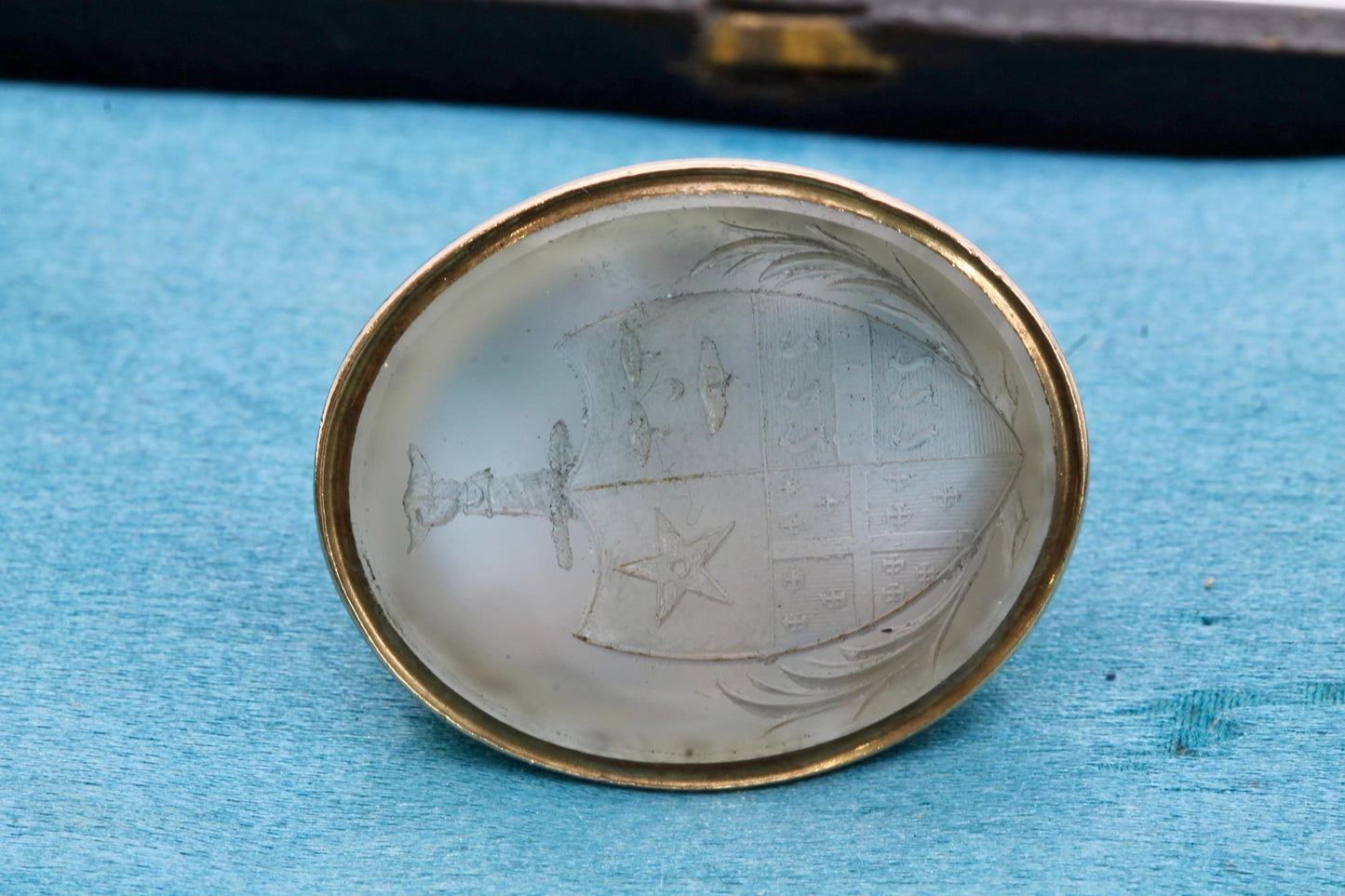 Antique 9ct Gold Chalcedony Intaglio Seal, c.1860