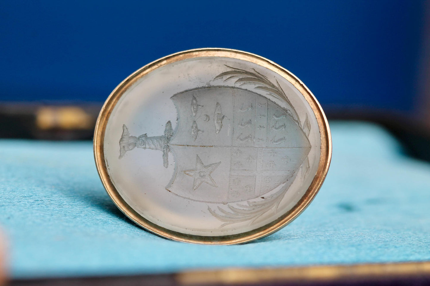Antique 9ct Gold Chalcedony Intaglio Seal, c.1860
