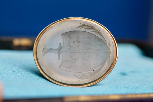 Antique 9ct Gold Chalcedony Intaglio Seal, c.1860