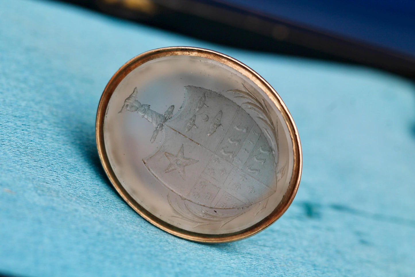 Antique 9ct Gold Chalcedony Intaglio Seal, c.1860