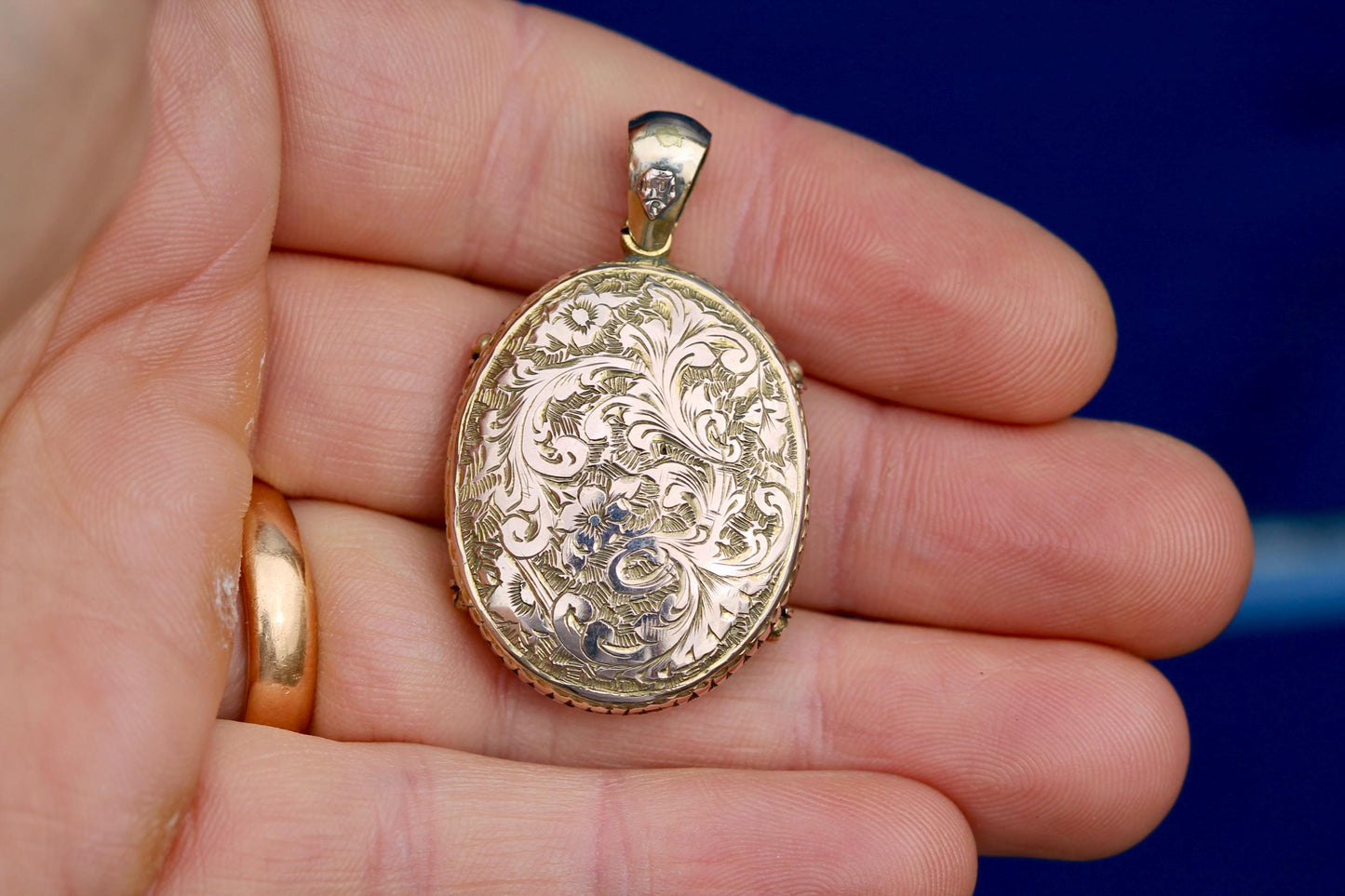 Antique Victorian Enamel Rose & Forget Me Not Locket, 1871