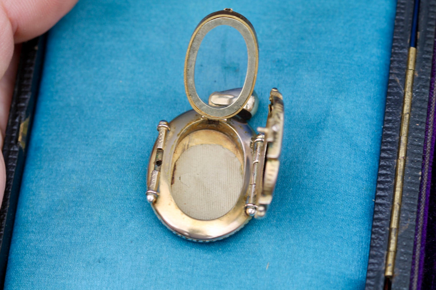 Antique Victorian Enamel Rose & Forget Me Not Locket, 1871