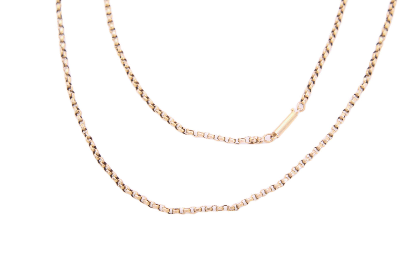 Antique Edwardian 9ct Gold Belcher Link Necklace, c.1901